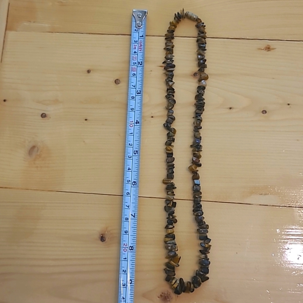 Tigers Eye Stone Chip Necklace 18" - Picture 8 of 8